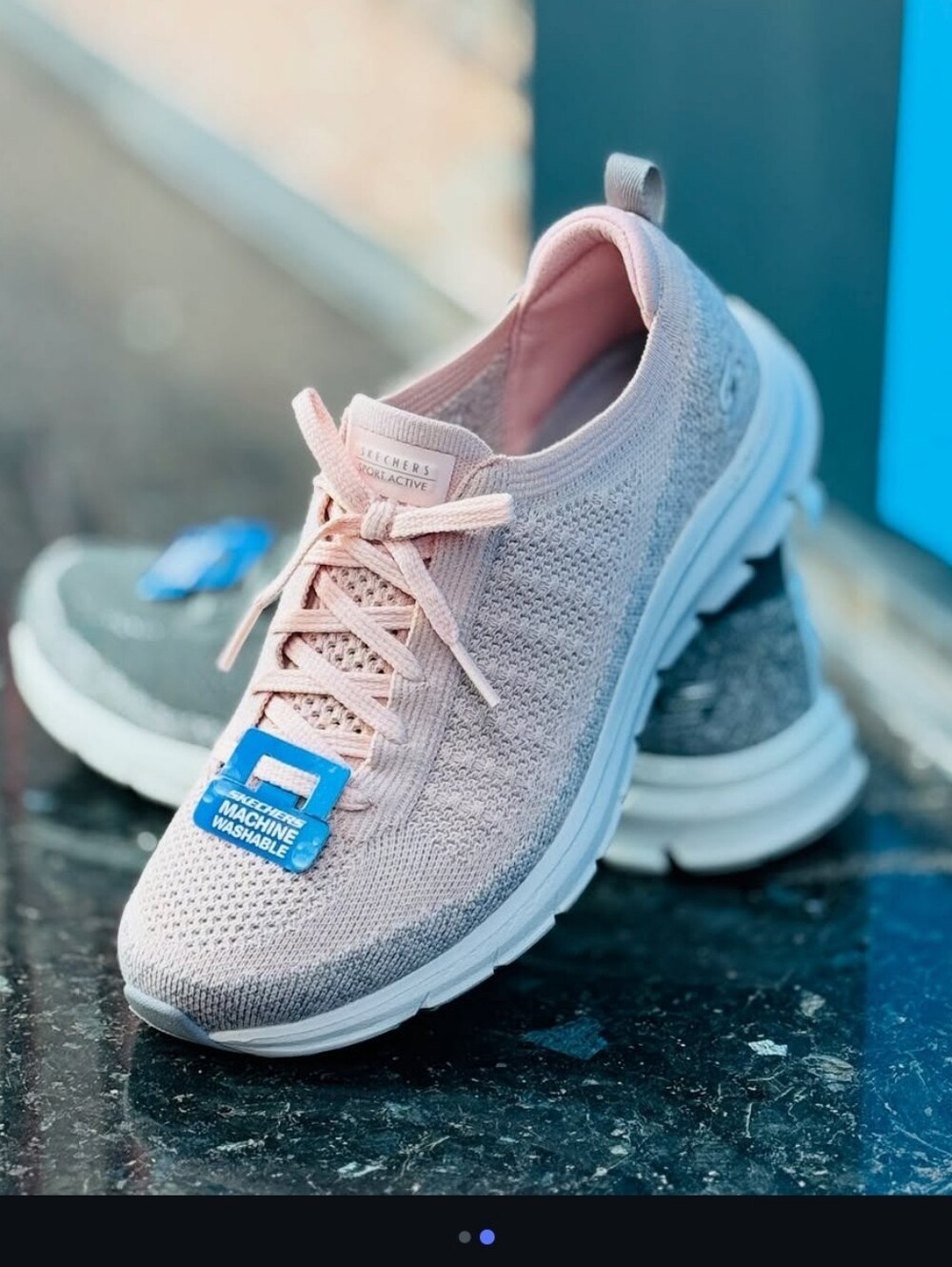 Skechers Sport Active Stretch Fit Pink Grey Sneakers Air-Cooled Memory‎ Foam NEW